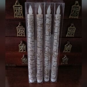 Set of 4 Birch Pattern LED Flameless Candles